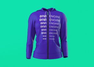 Purple Divi Engine Text Zipper Hoodie Purple Divi Engine Text Zipper Hoodie